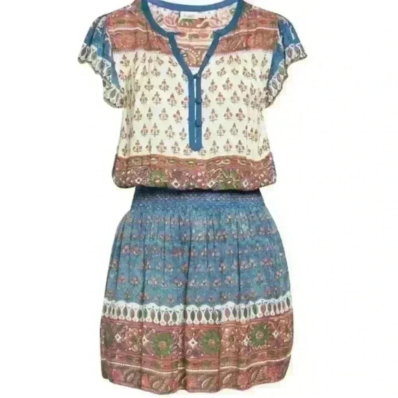 NWT FAHERTY Boho Bemini Hand Painted Mini Dress - Picture 4 of 12